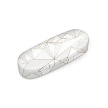 Load image into Gallery viewer, Abstract White Polygon with Gold Line Hard Glasses Case by The Photo Access