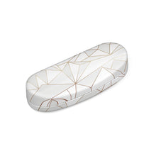 Load image into Gallery viewer, Abstract White Polygon with Gold Line Hard Glasses Case by The Photo Access
