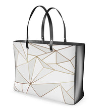 Load image into Gallery viewer, Abstract White Polygon with Gold Line Handbags by The Photo Access