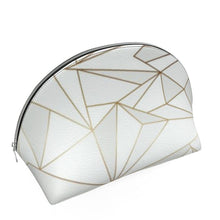 Load image into Gallery viewer, Abstract White Polygon with Gold Line Shell Coin Purse by The Photo Access
