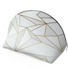 Load image into Gallery viewer, Abstract White Polygon with Gold Line Shell Coin Purse by The Photo Access