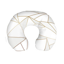 Load image into Gallery viewer, Abstract White Polygon with Gold Line Travel Neck Pillow by The Photo Access