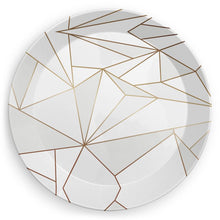 Load image into Gallery viewer, Abstract White Polygon with Gold Line Party Plates by The Photo Access