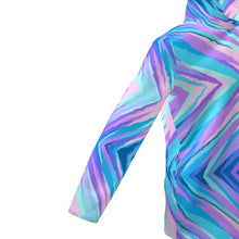 Load image into Gallery viewer, Blue Pink Abstract Eighties Womens Hooded Rain Mac by The Photo Access