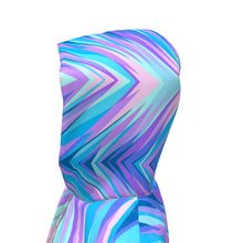 Load image into Gallery viewer, Blue Pink Abstract Eighties Womens Hooded Rain Mac by The Photo Access