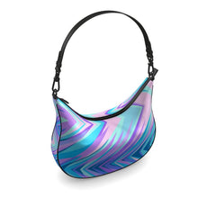 Load image into Gallery viewer, Blue Pink Abstract Eighties Curve Hobo Bag by The Photo Access