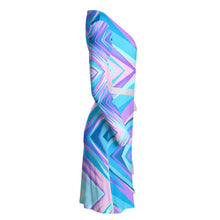 Load image into Gallery viewer, Blue Pink Abstract Eighties Wrap Dress by The Photo Access