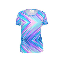 Load image into Gallery viewer, Blue Pink Abstract Eighties Ladies Cut and Sew T-Shirt by The Photo Access