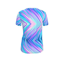 Load image into Gallery viewer, Blue Pink Abstract Eighties Ladies Cut and Sew T-Shirt by The Photo Access
