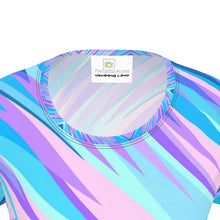 Load image into Gallery viewer, Blue Pink Abstract Eighties Ladies Cut and Sew T-Shirt by The Photo Access