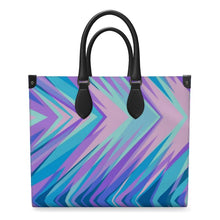 Load image into Gallery viewer, Blue Pink Abstract Eighties Leather Shopper Bag by The Photo Access