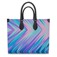 Load image into Gallery viewer, Blue Pink Abstract Eighties Leather Shopper Bag by The Photo Access