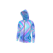 Load image into Gallery viewer, Blue Pink Abstract Eighties Hoodie by The Photo Access