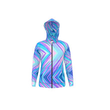 Load image into Gallery viewer, Blue Pink Abstract Eighties Hoodie by The Photo Access