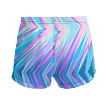 Load image into Gallery viewer, Blue Pink Abstract Eighties Ladies Silk Pajama Shorts by The Photo Access