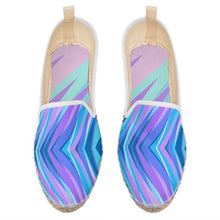 Load image into Gallery viewer, Blue Pink Abstract Eighties Loafer Espadrilles by The Photo Access