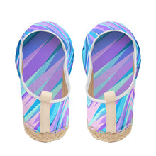 Load image into Gallery viewer, Blue Pink Abstract Eighties Loafer Espadrilles by The Photo Access
