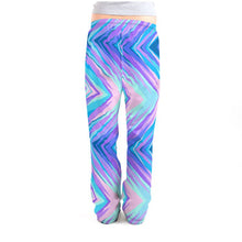 Load image into Gallery viewer, Blue Pink Abstract Eighties Ladies Pajama Bottoms by The Photo Access