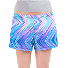 Load image into Gallery viewer, Blue Pink Abstract Eighties Ladies Pajama Shorts by The Photo Access