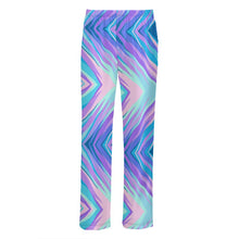 Load image into Gallery viewer, Blue Pink Abstract Eighties Mens Silk Pajama Bottoms by The Photo Access