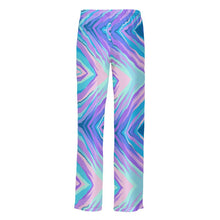 Load image into Gallery viewer, Blue Pink Abstract Eighties Mens Silk Pajama Bottoms by The Photo Access