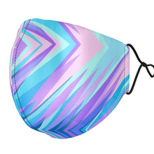 Cargar imagen en el visor de la galería, Blue Pink Abstract Eighties Silk Face Masks by The Photo Access