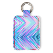 将图片加载到图库查看器,Blue Pink Abstract Eighties Leather Keychain by The Photo Access
