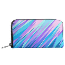 Load image into Gallery viewer, Blue Pink Abstract Eighties Leather Zip Purse by The Photo Access