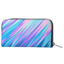 Load image into Gallery viewer, Blue Pink Abstract Eighties Leather Zip Purse by The Photo Access