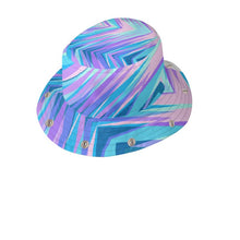Load image into Gallery viewer, Blue Pink Abstract Eighties Bucket Hat With Visor by The Photo Access