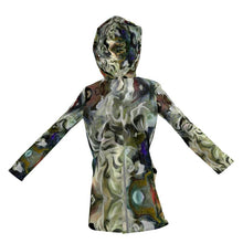 Загрузить изображение в средство просмотра галереи, Abstract Fluid Lines of Movement Muted Tones High Fashion Womens Hooded Rain Mac by The Photo Access