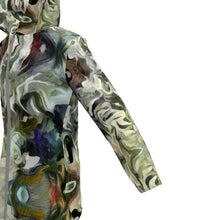 Загрузить изображение в средство просмотра галереи, Abstract Fluid Lines of Movement Muted Tones High Fashion Womens Hooded Rain Mac by The Photo Access