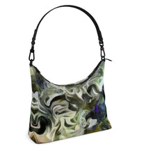 Load image into Gallery viewer, Abstract Fluid Lines of Movement Muted Tones High Fashion Square Hobo Bag by The Photo Access