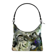 Load image into Gallery viewer, Abstract Fluid Lines of Movement Muted Tones High Fashion Square Hobo Bag by The Photo Access