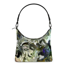 Load image into Gallery viewer, Abstract Fluid Lines of Movement Muted Tones High Fashion Square Hobo Bag by The Photo Access
