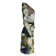 Load image into Gallery viewer, Abstract Fluid Lines of Movement Muted Tones High Fashion Wrap Dress by The Photo Access