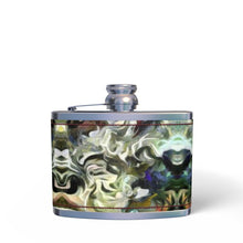 将图片加载到图库查看器,Abstract Fluid Lines of Movement Muted Tones High Fashion Leather Wrapped Hip Flask by The Photo Access