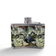 将图片加载到图库查看器,Abstract Fluid Lines of Movement Muted Tones High Fashion Leather Wrapped Hip Flask by The Photo Access
