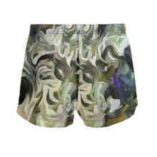 Загрузить изображение в средство просмотра галереи, Abstract Fluid Lines of Movement Muted Tones High Fashion Ladies Silk Pajama Shorts by The Photo Access