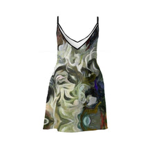 Load image into Gallery viewer, Abstract Fluid Lines of Movement Muted Tones High Fashion Slip Dress by The Photo Access