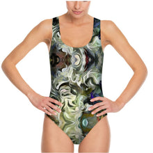 Load image into Gallery viewer, Abstract Fluid Lines of Movement Muted Tones High Fashion Custom Swimsuit by The Photo Access