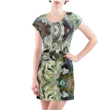 Load image into Gallery viewer, Abstract Fluid Lines of Movement Muted Tones High Fashion Custom Ladies Tunic T-Shirt by The Photo Access