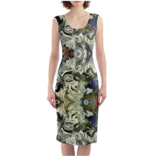Load image into Gallery viewer, Abstract Fluid Lines of Movement Muted Tones High Fashion Custom Bodycon Dress by The Photo Access