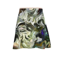 Load image into Gallery viewer, Abstract Fluid Lines of Movement Muted Tones High Fashion Custom Flared Skirt by The Photo Access
