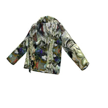 将图片加载到图库查看器,Abstract Fluid Lines of Movement Muted Tones High Fashion Custom Wrap Blazer by The Photo Access