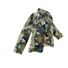 将图片加载到图库查看器,Abstract Fluid Lines of Movement Muted Tones High Fashion Custom Wrap Blazer by The Photo Access
