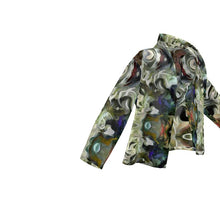 将图片加载到图库查看器,Abstract Fluid Lines of Movement Muted Tones High Fashion Custom Wrap Blazer by The Photo Access