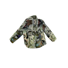 将图片加载到图库查看器,Abstract Fluid Lines of Movement Muted Tones High Fashion Custom Wrap Blazer by The Photo Access