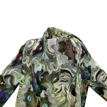 将图片加载到图库查看器,Abstract Fluid Lines of Movement Muted Tones High Fashion Custom Wrap Blazer by The Photo Access