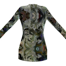 将图片加载到图库查看器,Abstract Fluid Lines of Movement Muted Tones High Fashion Custom Ladies Cardigan With Pockets by The Photo Access